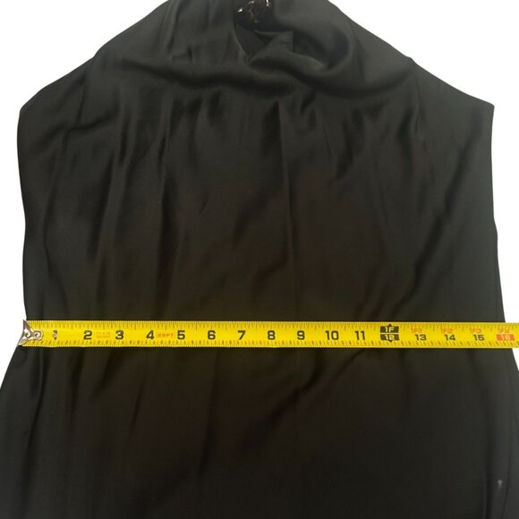 Jason Wu Black Silky Satin Tortoiseshell Chain Strap Halter Neck Midi Dress Sz M - Picture 9 of 11